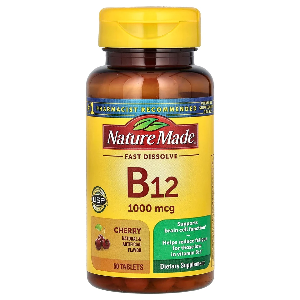 B-12 подъязычные таблетки Nature Made, 1,000 mcg, 50 таблеток
