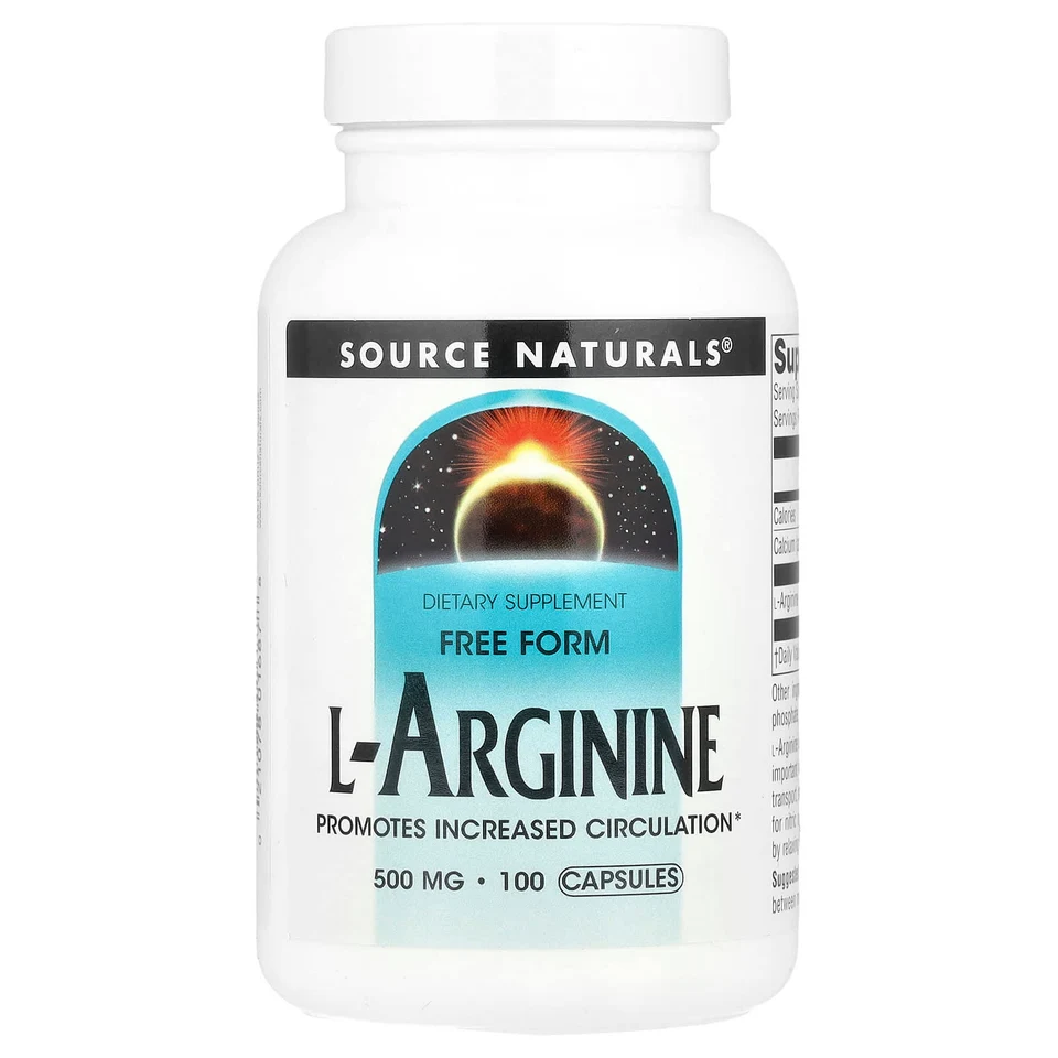 L-аргинин Source Naturals L-Arginine Free Form, 100 капсул