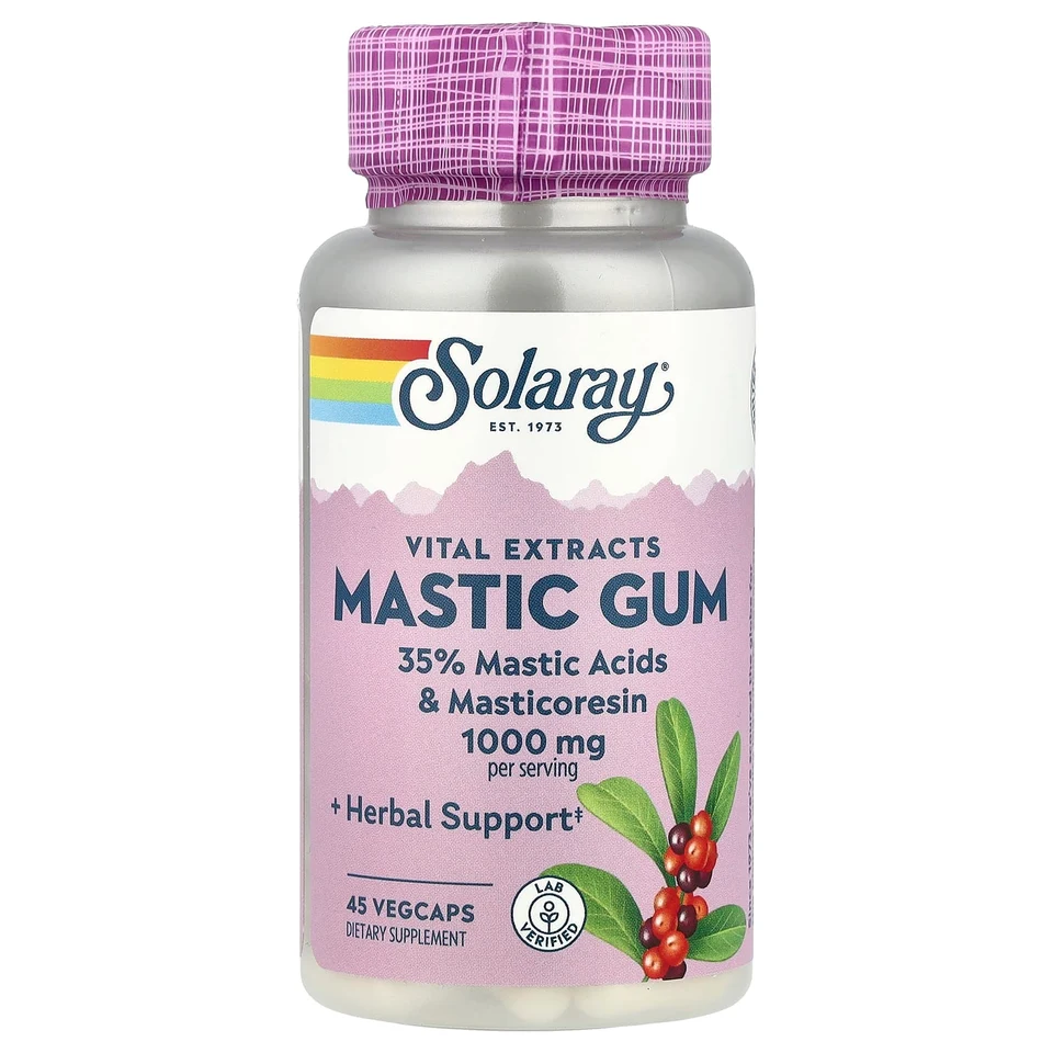 Мастиковая смола Solaray Vital Extracts, 500 мг, 45 растительных капсул