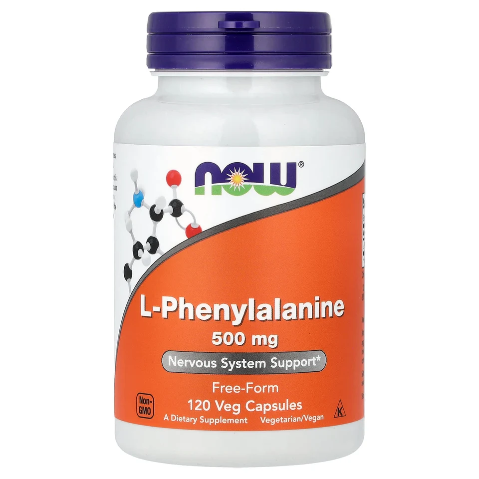 L-фенилаланин NOW Foods L-Phenylalanine, 500 мг, 120 растительных капсул
