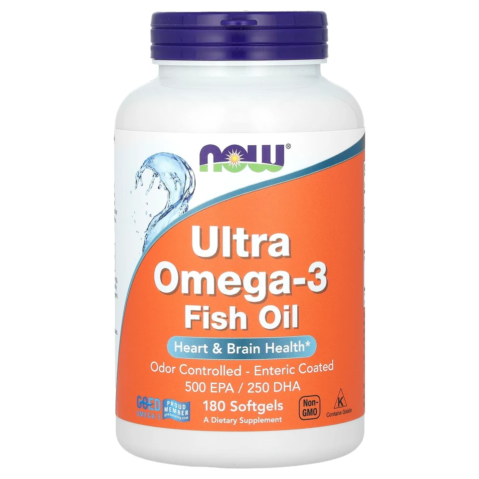 Рыбий жир NOW Foods Ultra Omega-3, 180 мягких капсул