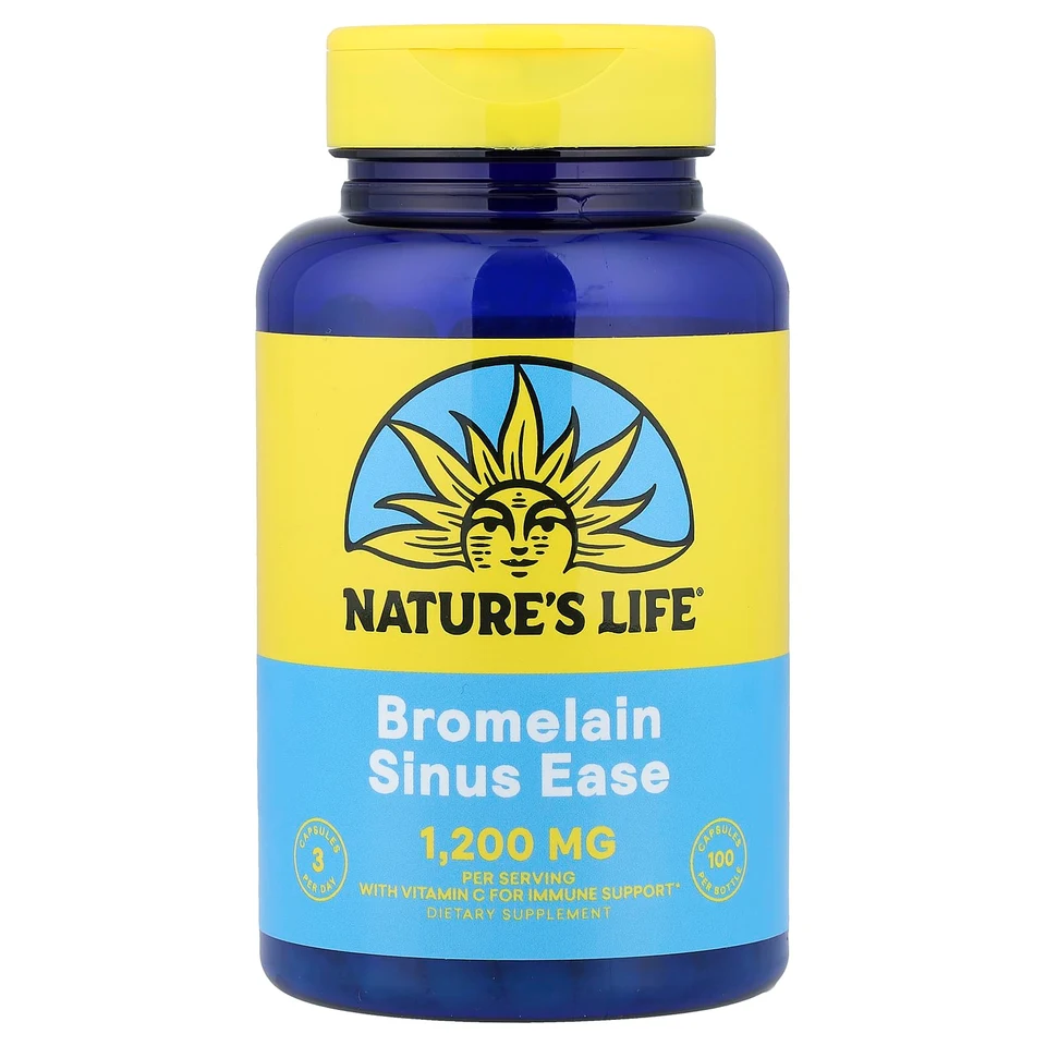 Бромелайн Nature's Life Sinus Ease, 100 капсул