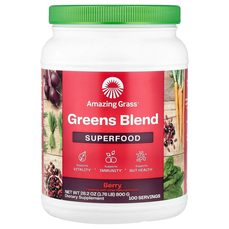 Зеленый комплекс Amazing Grass Superfood, вкус «ягоды», 800 г, 1.76 lb