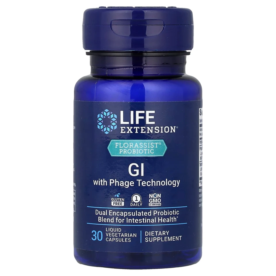 Пробиотик Life Extension Florassist® GI with Phage Technology 30 Liquid, растительные капсулы