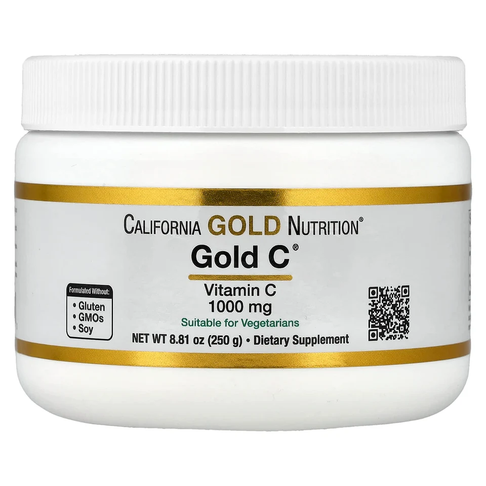 Витамин C California Gold Nutrition Gold C® Powder USP Grade, 1000 мг, 250 г, порошок