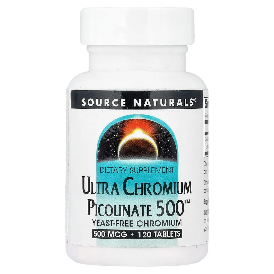 Хром пиколинат Source Naturals Ultra 500™, 500 мкг, 120 таблеток