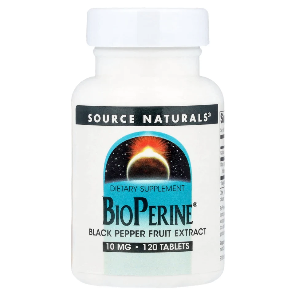 BioPerine (экстракт чёрного перца) Source Naturals®, 10 мг, 120 таблеток