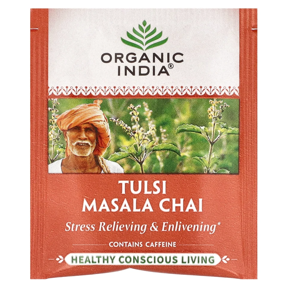 Чай Organic India Tulsi Masala Chai, 18 чайных пакетиков, 37.8 г