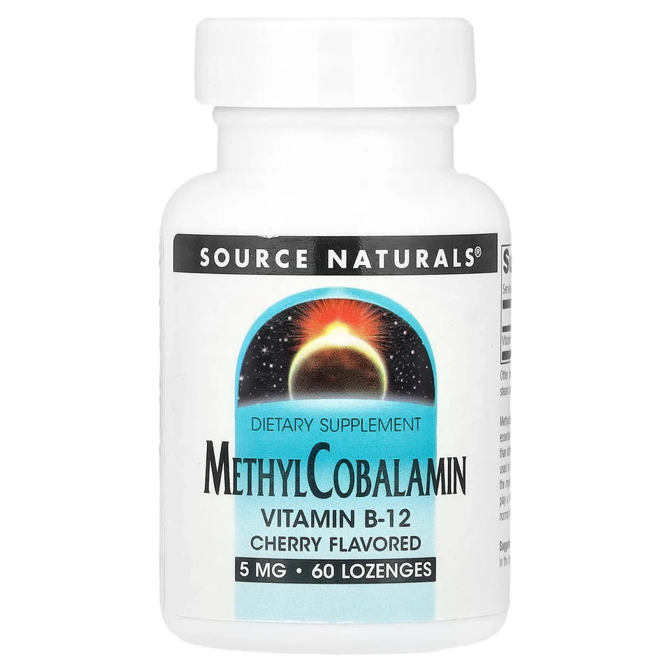 Метил B12 Source Naturals, вкус «вишня», 5 мг, 60 пастилок