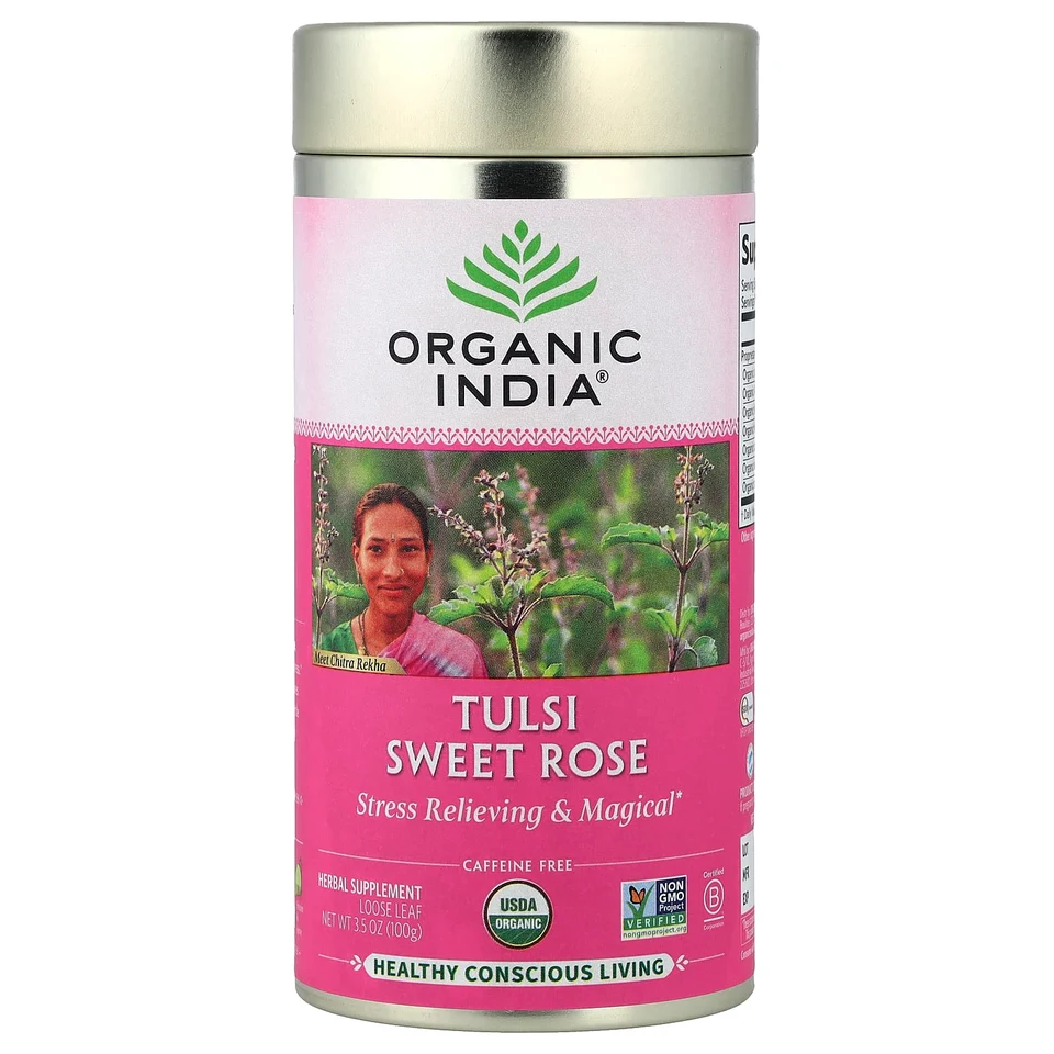 Чай Organic India Tulsi Sweet Rose Caffeine Free, 100 г