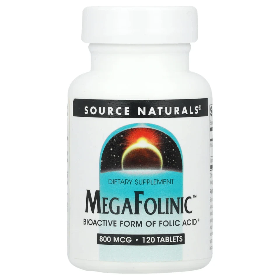 Комплекс MegaFolinic Source Naturals™, 800 мкг, 120 таблеток