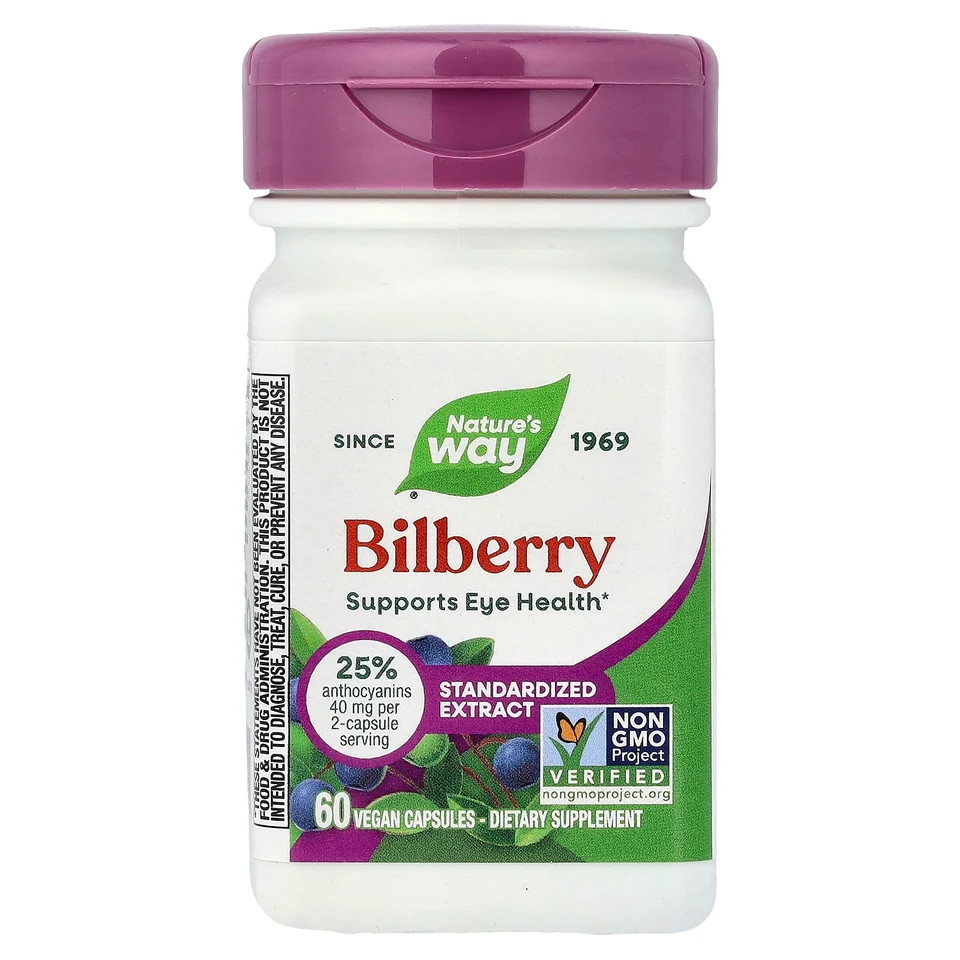 Черника Nature's Way Standardized Extract, черника, 60 растительных капсул