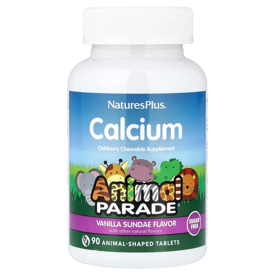 Детский жевательный кальций NaturesPlus Animal Parade®, вкус «ванильное мороженое», 90 жевательных таблеток в форме животных