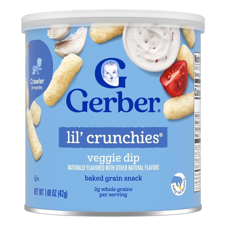 Снек Gerber Snacks for Baby Lil' Crunchies® Baked Grain 8+ Months Veggie Dip, 42 г