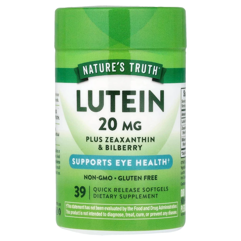 Зеаксантин Nature's Truth 39 Quick Release, Lutein Plus Zeaxanthin & Bilberry, мягкие капсулы