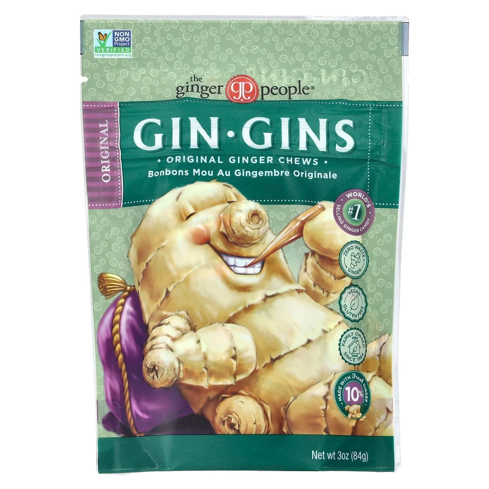 Имбирь The Ginger People Gin Gins® Chews Original, 84 г, жевательные добавки