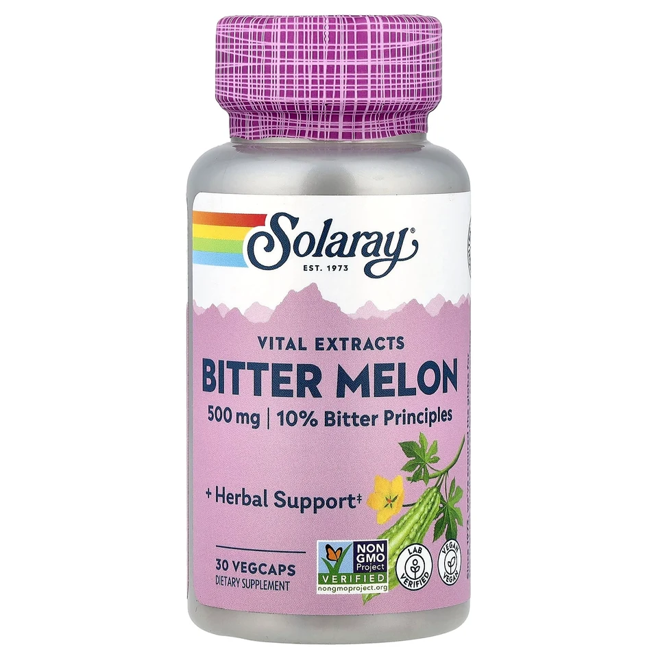 Горькая дыня Solaray Vital Extracts, 500 мг, 30 растительных капсул