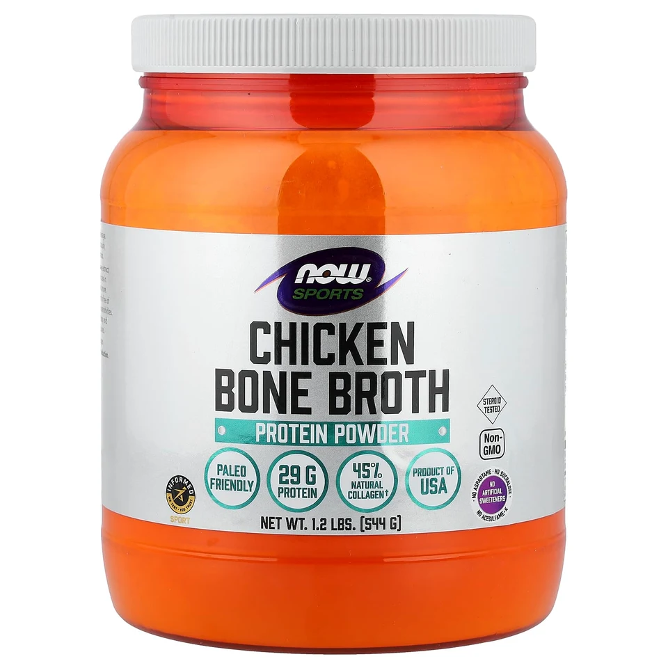 Протеиновый порошок NOW Foods Sports Chicken Bone Broth, 544 г