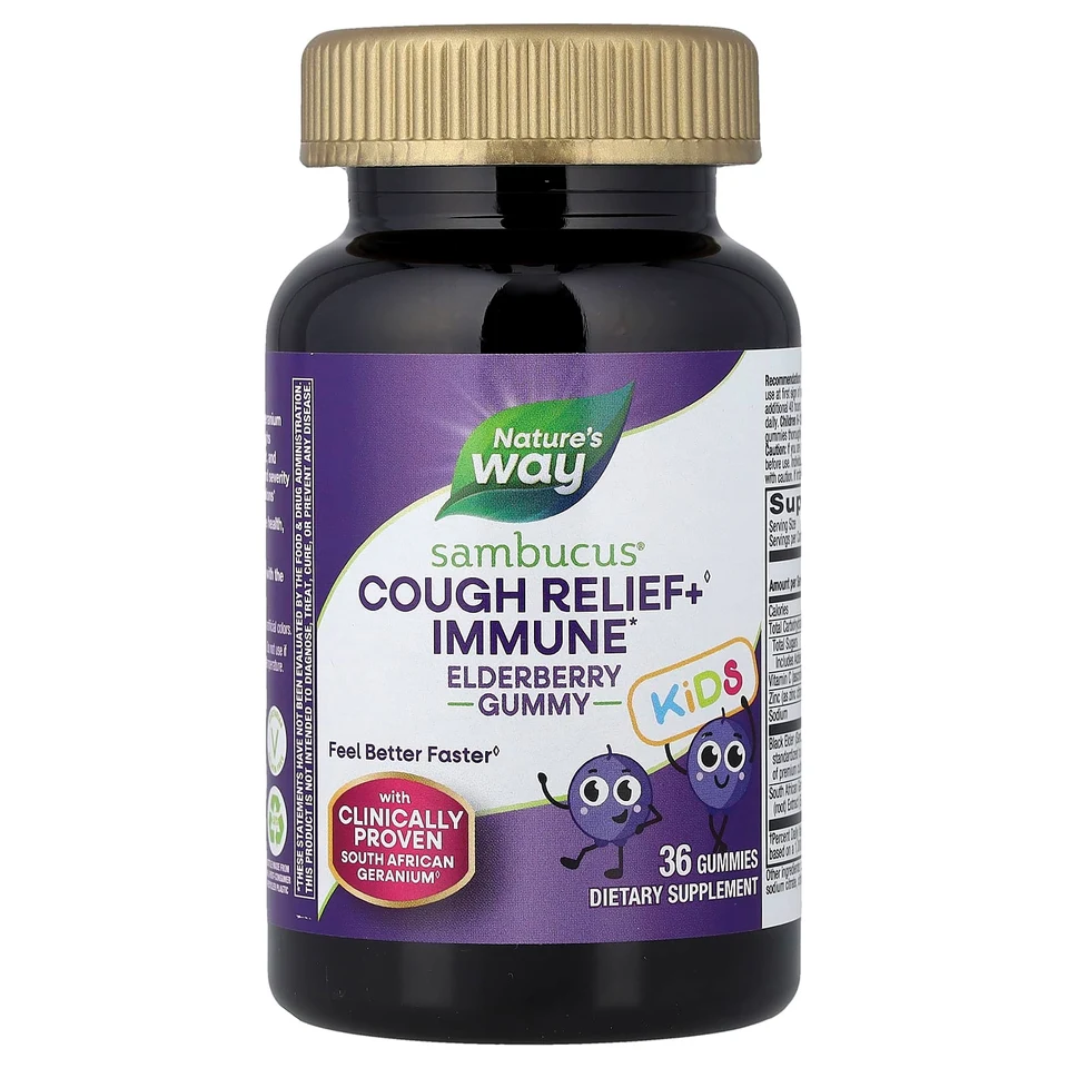 Бузина Nature's Way Cough Relief Immune Gummy, бузина, 36 жевательных пастилок