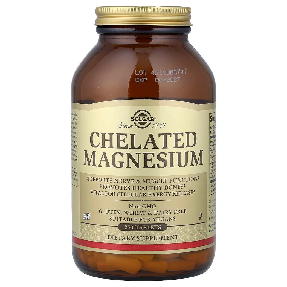 Магний Solgar Chelated, 100 мг, 250 таблеток