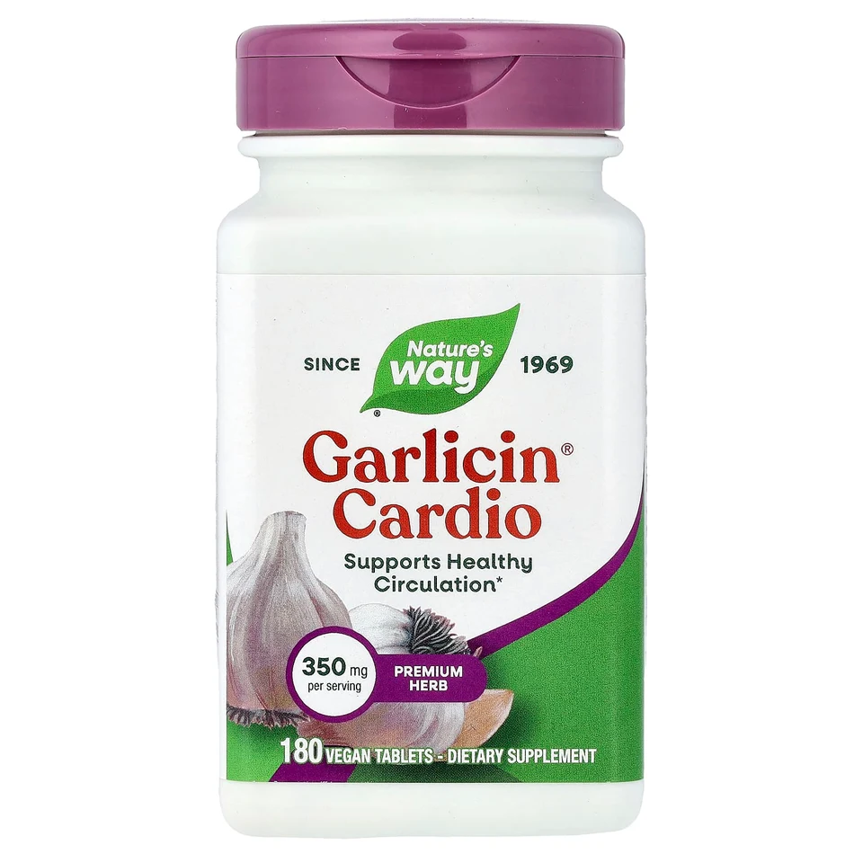 Чесночный комплекс Garlicin Cardio Nature's Way Garlicin® Cardio 180 Vegan Tablets, 350 мг, таблетки