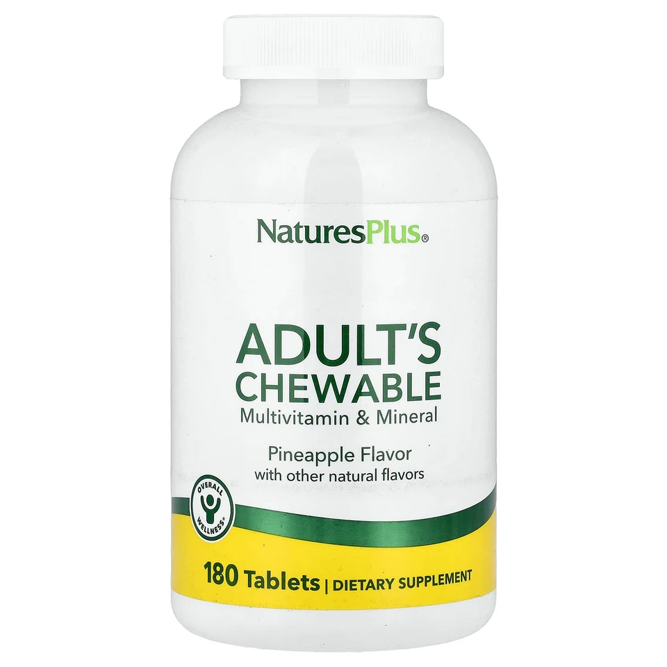 Мультивитаминно-минеральный комплекс NaturesPlus Adult's Chewable, вкус «ананас», 180 таблеток