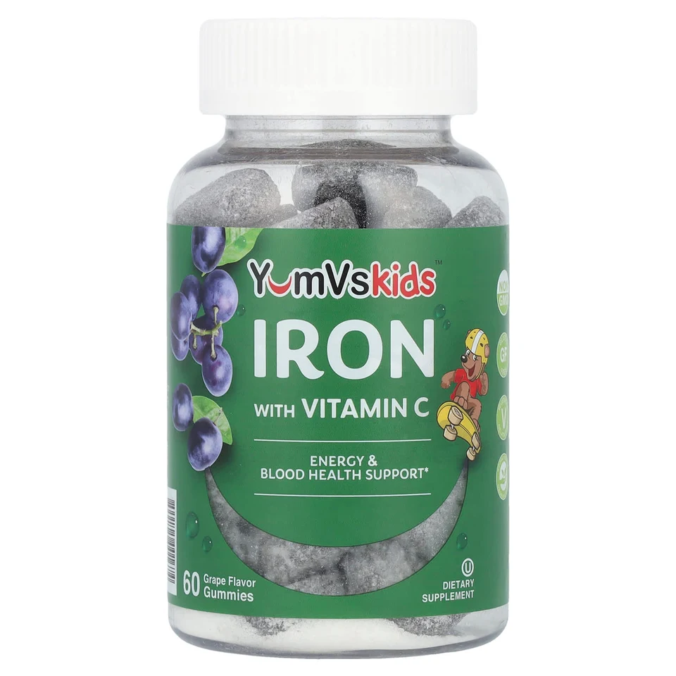 Витамин C YumVs Iron with Gummies, вкус «виноград», 60 жевательных пастилок