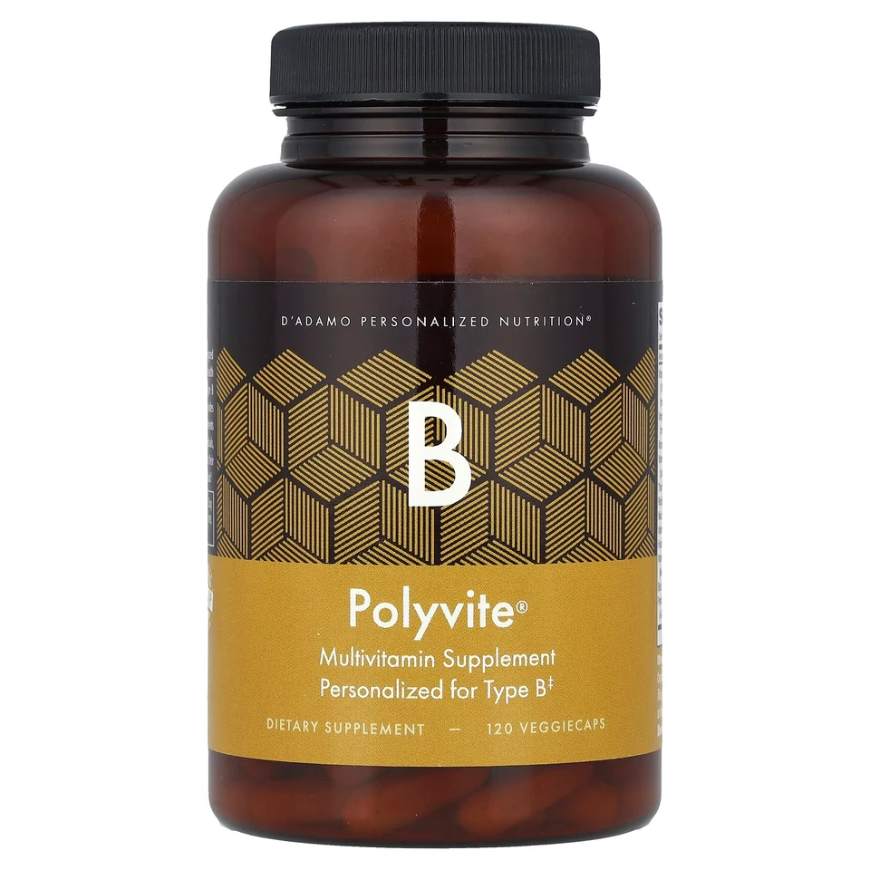 Мультивитамины D'adamo Polyvite® B Supplement, 120 растительных капсул