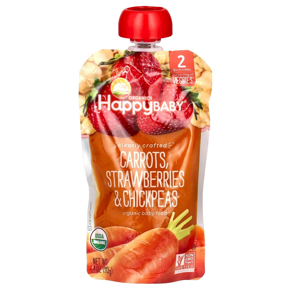Детское питание Happy Family Organics Happy Baby® 6+ Months Strawberries & Chickpeas, Carrots, 113 г