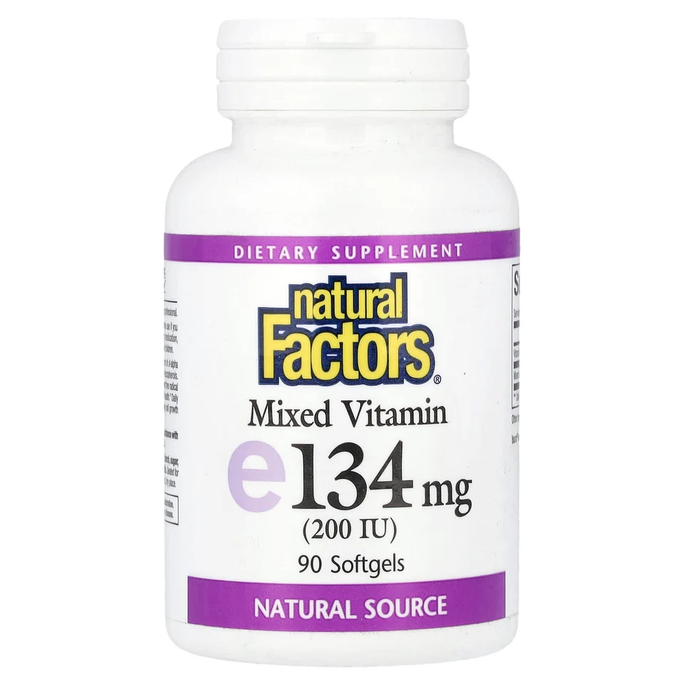 Витамин E Natural Factors, 200 МЕ, 134 мг, 90 мягких капсул