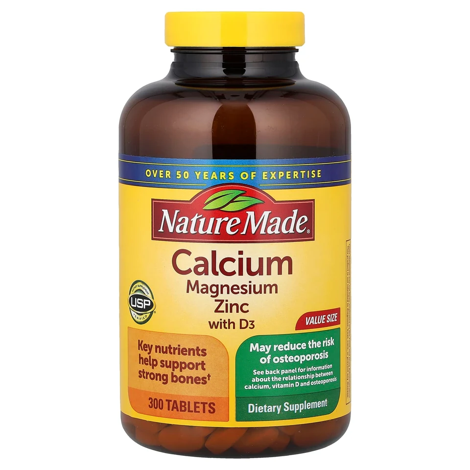 Витамин D3 Nature Made Calcium Magnesium Zinc, 300 таблеток