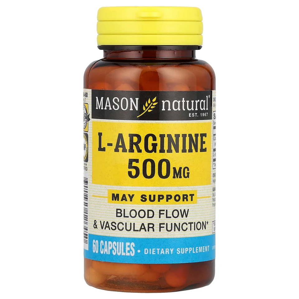 L-аргинин Mason Natural L-Arginine, 500 мг, 60 капсул