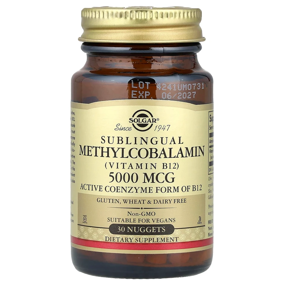 Метил B12 Solgar Sublingual (Vitamin ), 30 Nuggets, 5000 мкг