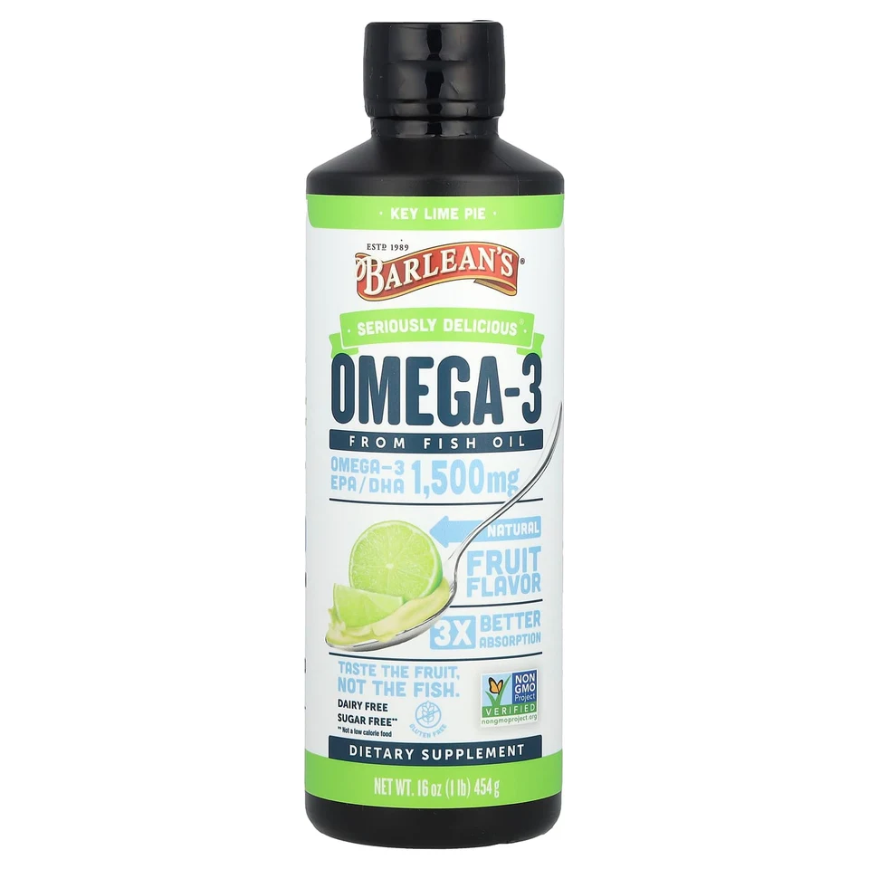 Рыбий жир Barlean's Seriously Delicious® Omega-3 From Key Lime Pie, 454 г, масло