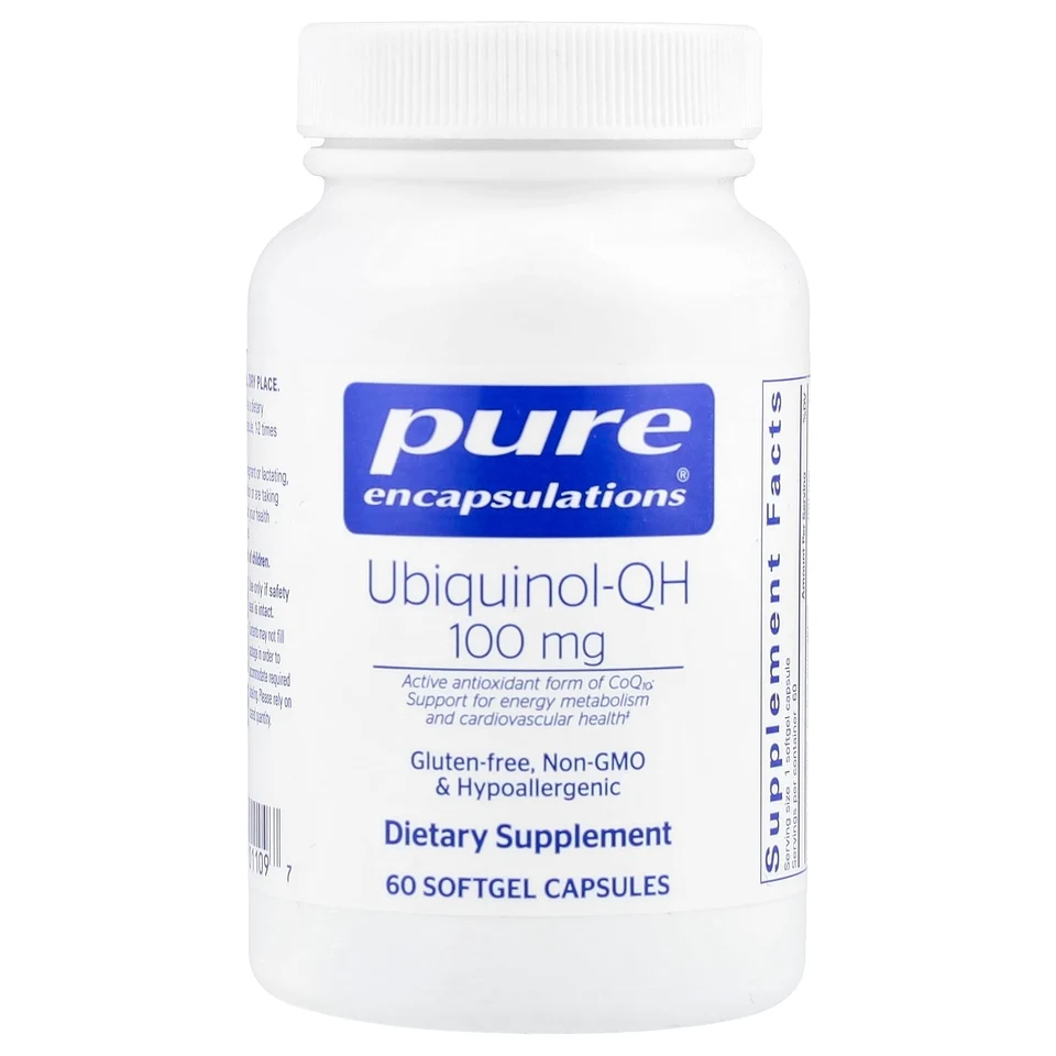 Убихинол Pure Encapsulations -QH, 100 мг, 60 мягких капсул