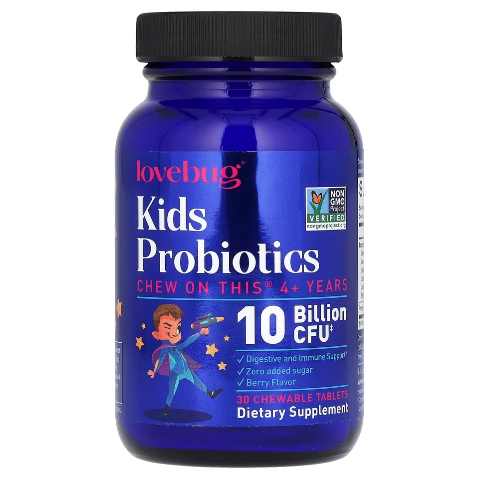 Пробиотик LoveBug Probiotics 4+ Years Berry, 10 млрд КОЕ, 30 жевательных таблеток