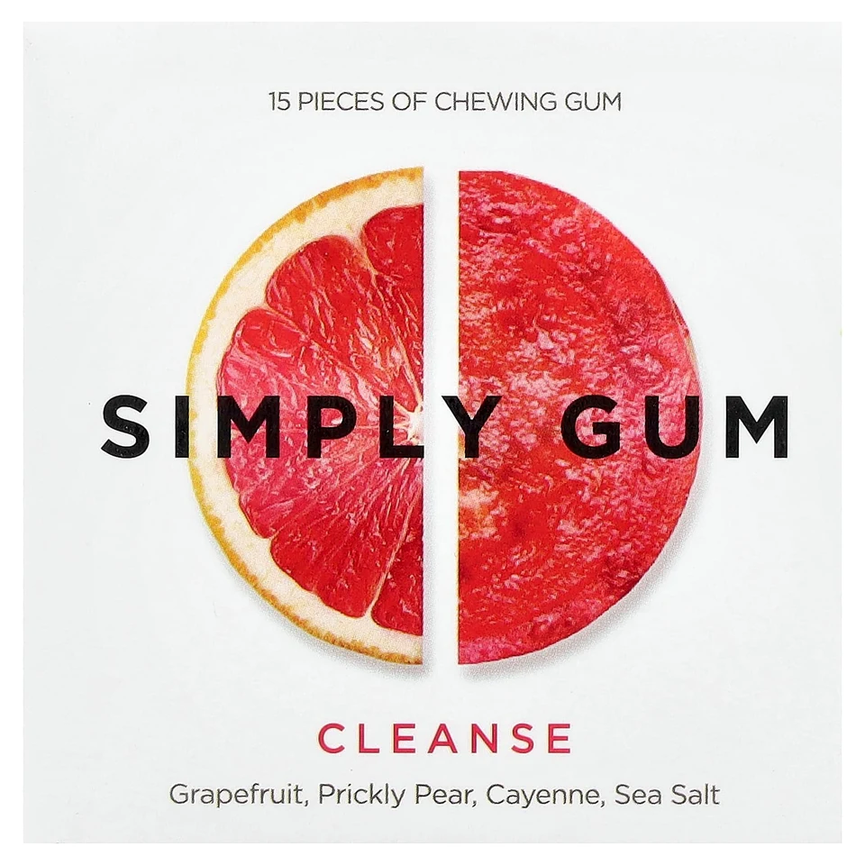 Морская соль Simply Gum Chewing Gum Cleanse Grapefruit Prickly Pear Cayenne, 15 шт.