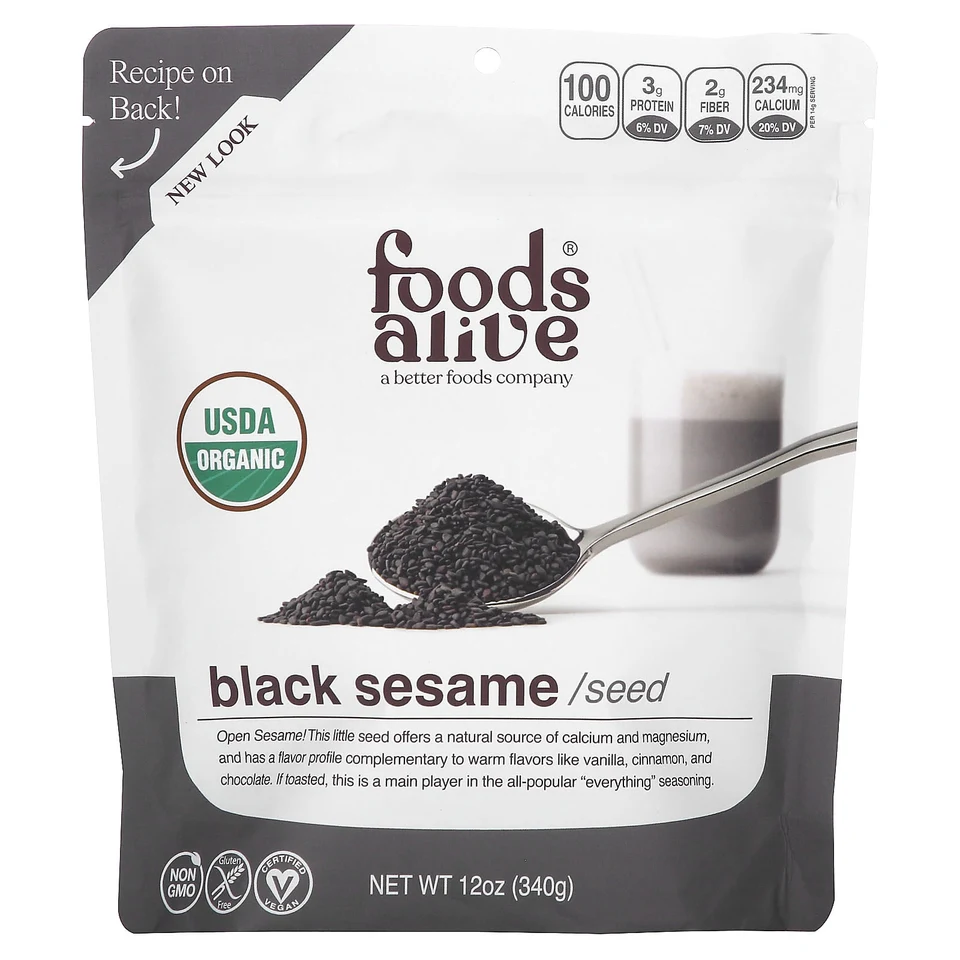 Семена черного кунжута Foods Alive, 340 г