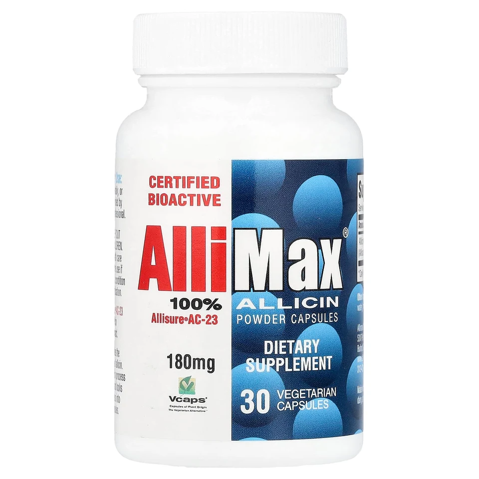 Порошок Allimax 100% Allicin Capsules, 180 мг, 30 растительных капсул