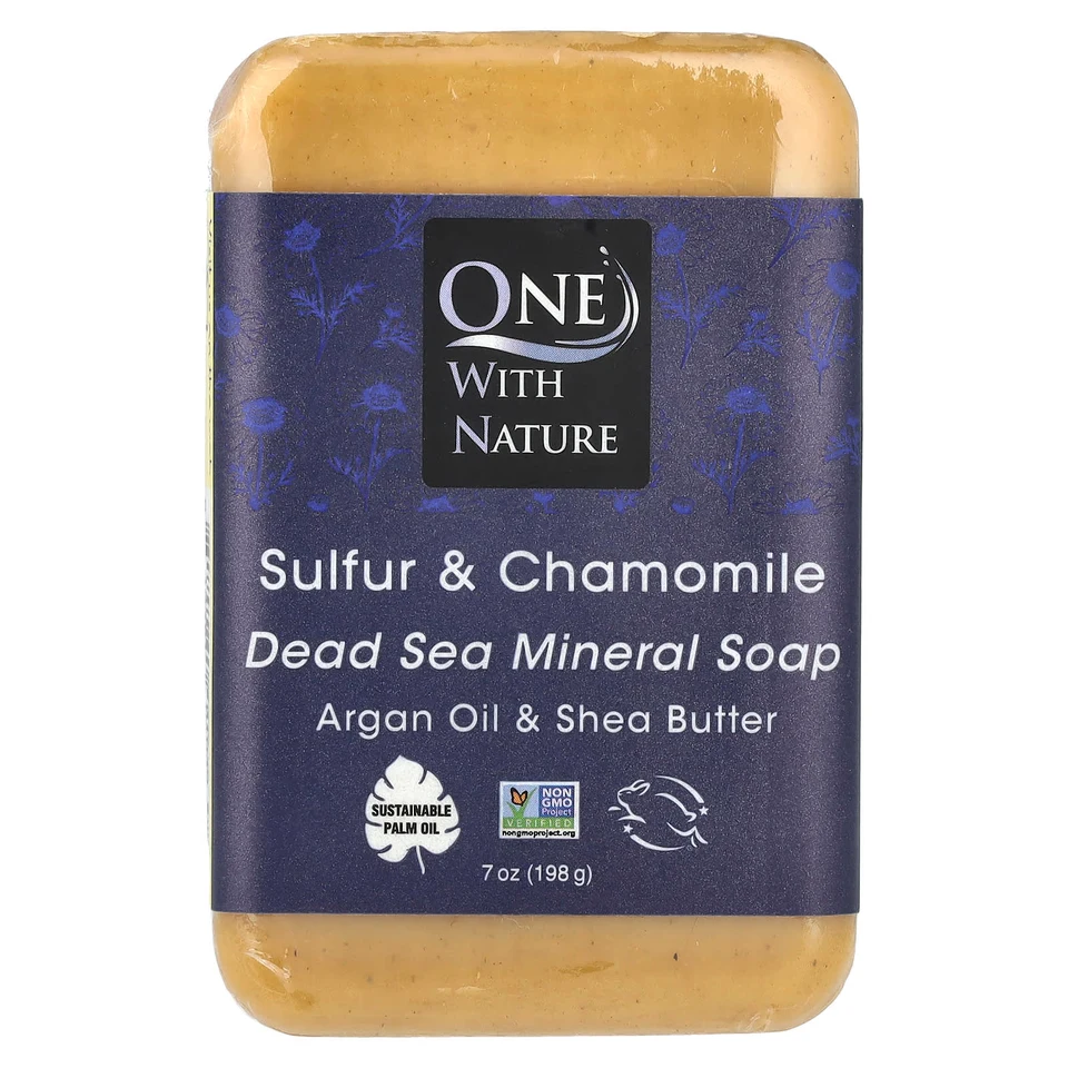 Минерал One with Nature Dead Sea Bar Soap Sulfur & Chamomile, 198 г