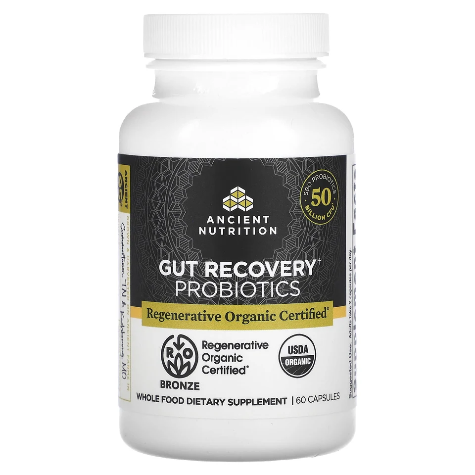 Пробиотик Ancient Nutrition Gut Recovery, 25 млрд КОЕ, 60 капсул