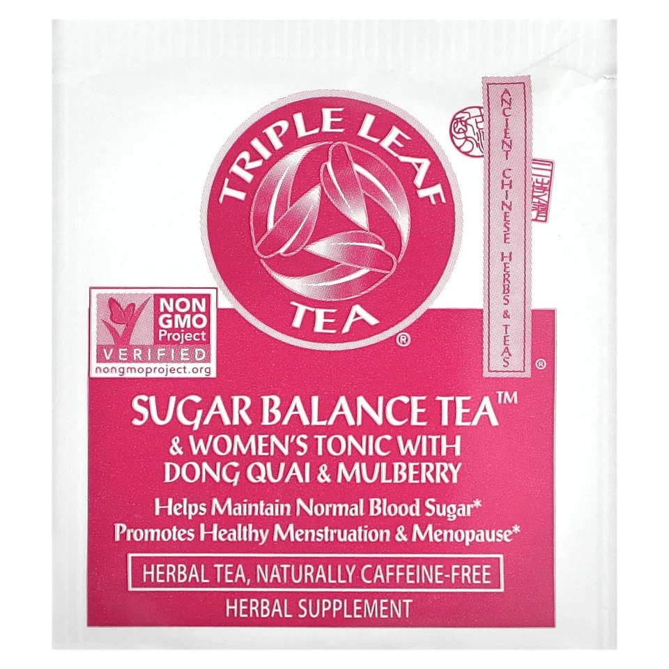 Чайные пакетики Triple Leaf Tea Sugar Balance 20, без кофеина, вкус & Women's Tonic with Dong Quai & Mulberry, 38 г