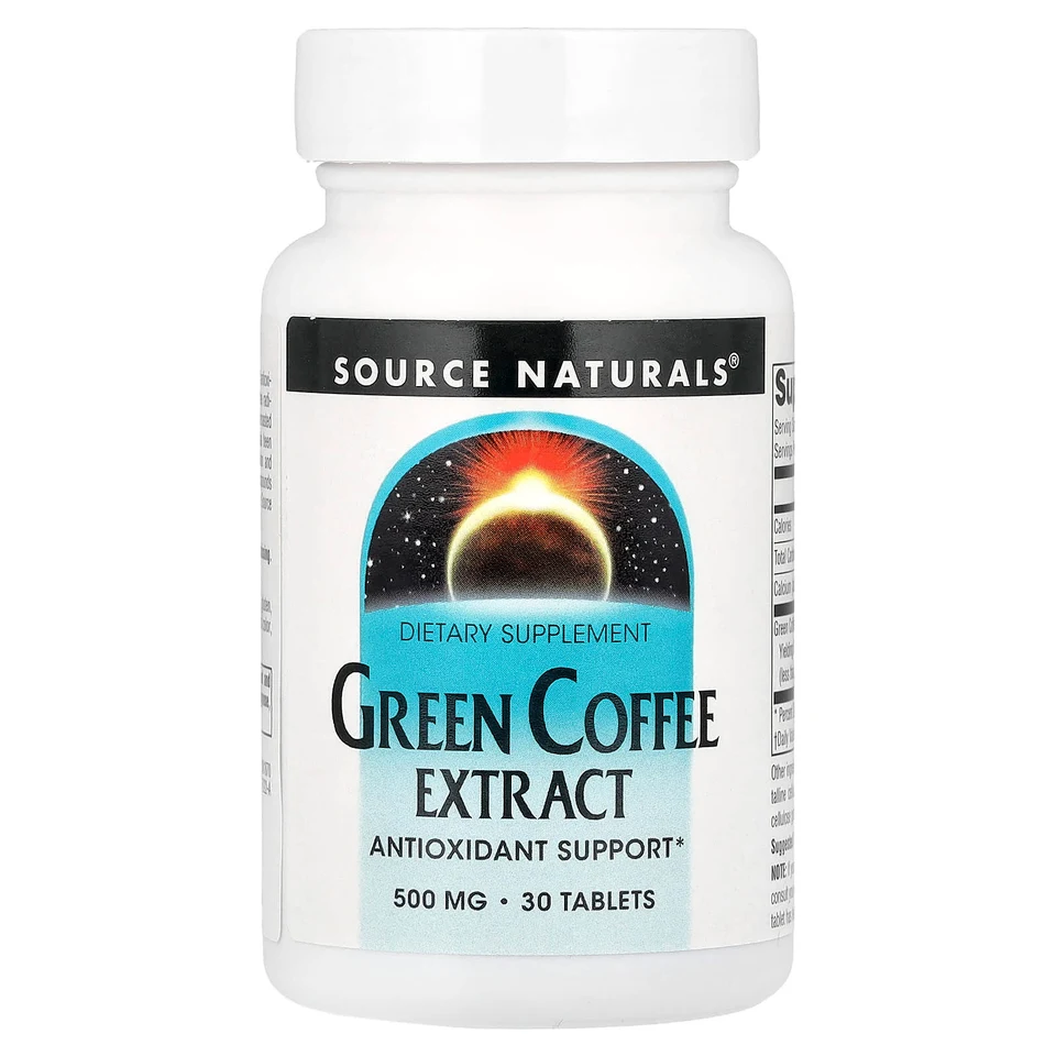 Кофе Source Naturals Green Extract, 500 мг, 30 таблеток
