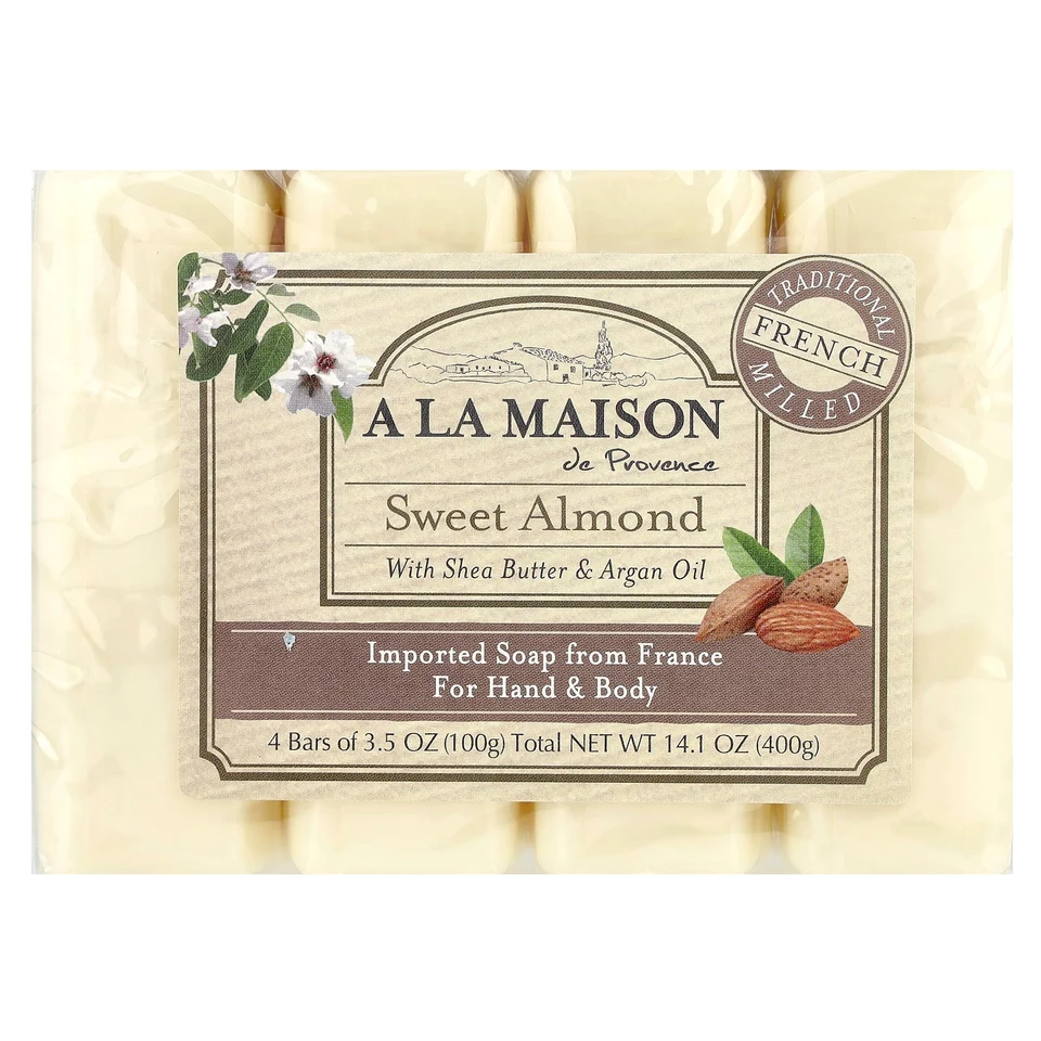 Мыло A La Maison de Provence Hand & Body Soap Sweet Almond, 100 г, 4 шт.
