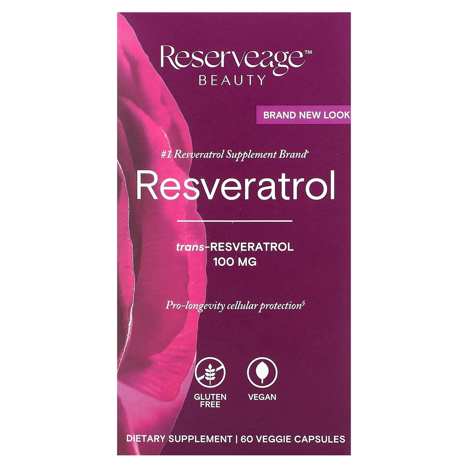 Ресвератрол Reserveage Beauty, 100 мг, 60 растительных капсул