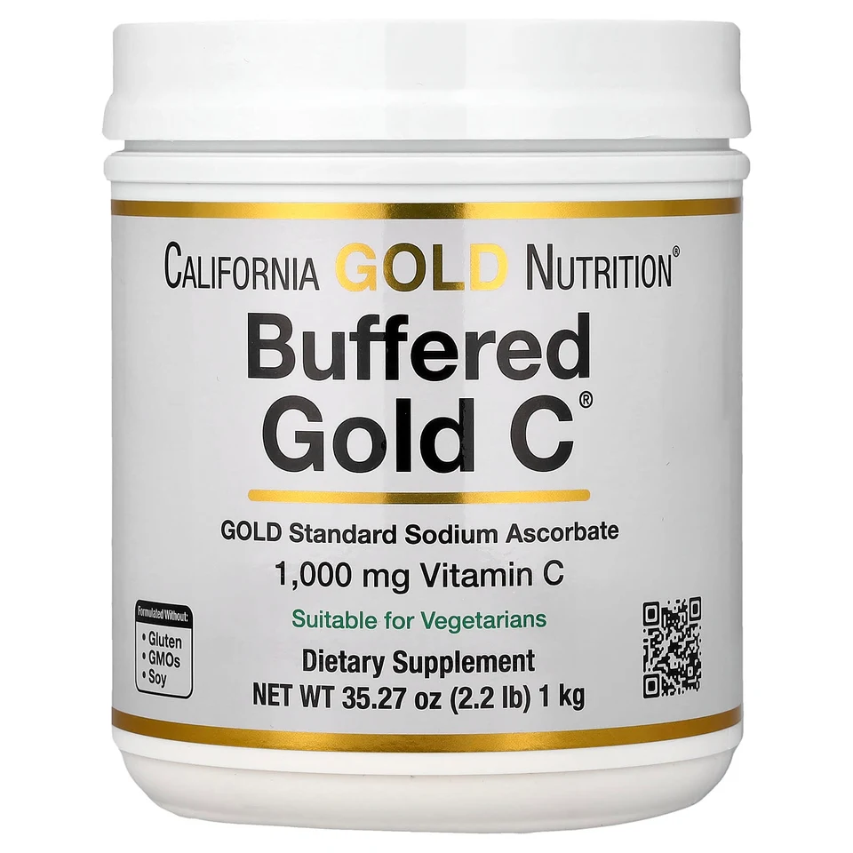 Витамин C California Gold Nutrition Buffered Gold C® Non-Acidic Powder Sodium Ascorbate, 1 кг, порошок