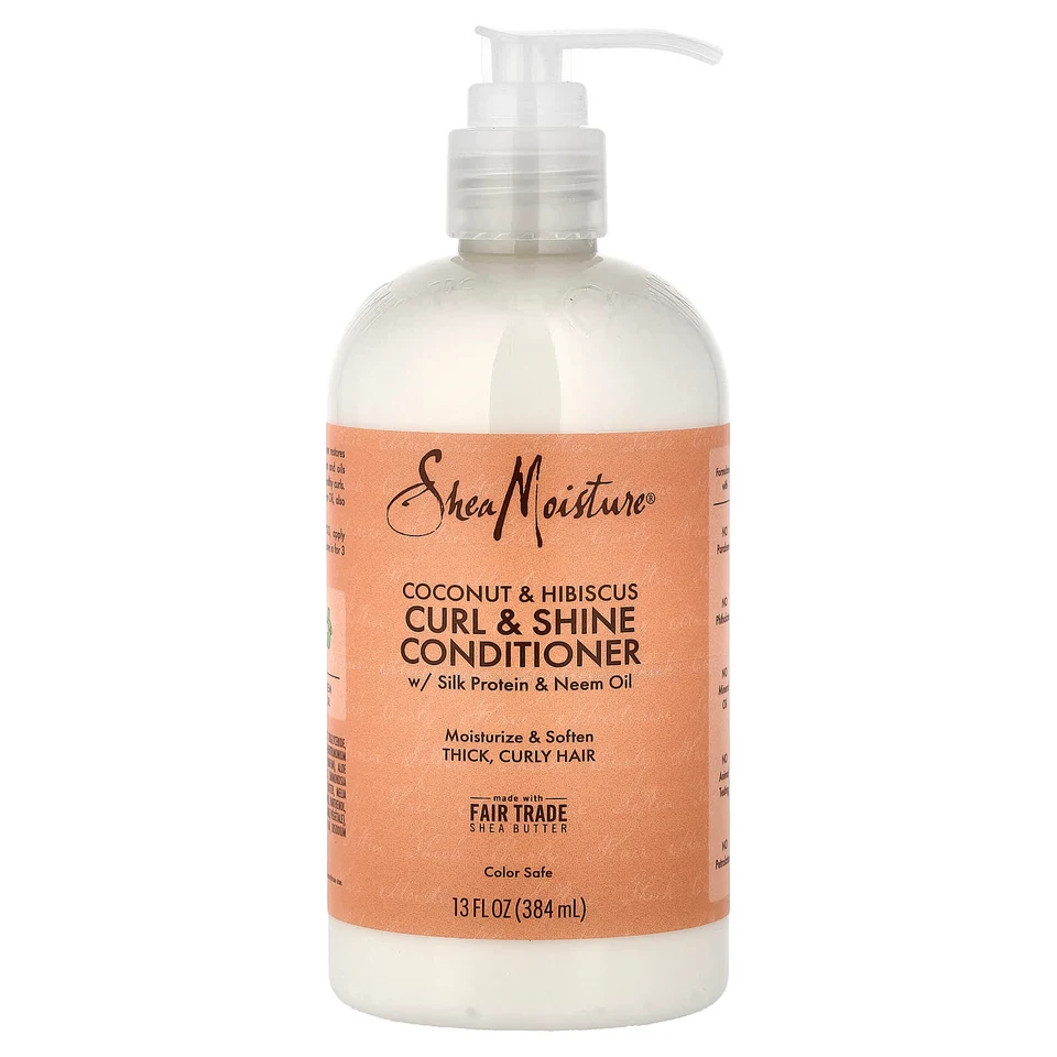 Кондиционер SheaMoisture Curl & Shine, аромат «Coconut & Hibiscus», 384 мл