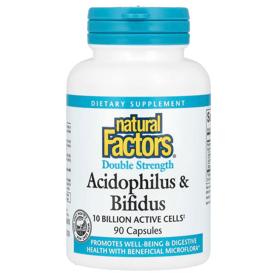 Пробиотик ацидофилус Natural Factors & Bifidus, 10 млрд КОЕ, 90 капсул