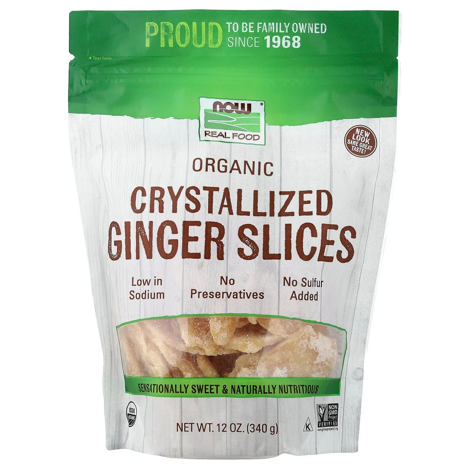 Имбирь NOW Foods Real Food Organic Crystallized Slices, 340 г