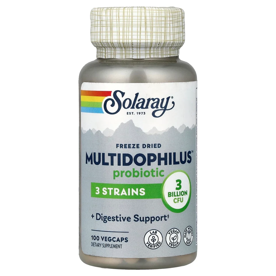 Пробиотик Solaray Freeze Dried Multidophilus™, 3 млрд КОЕ, 100 растительных капсул